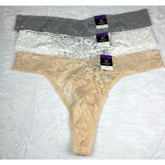 INC International Concepts Lot of 3 Lace Thong Panties Underwear Size XXL NWT - Picture 1 of 6
